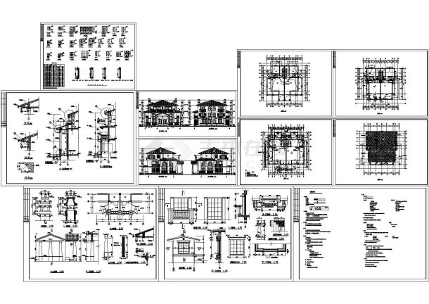 某三层框架结构双拼别墅（建筑面积357平方米）设计cad全套建筑施工图（含设计说明）-图一