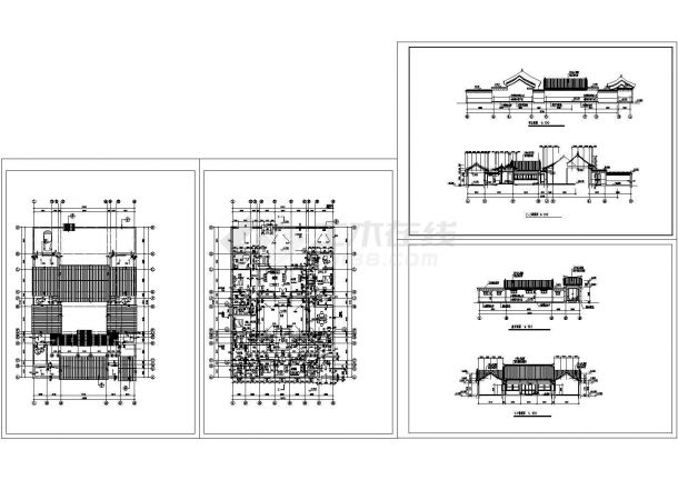 某单层中式古典风格四合院设计cad建筑方案图（甲级院设计）-图一