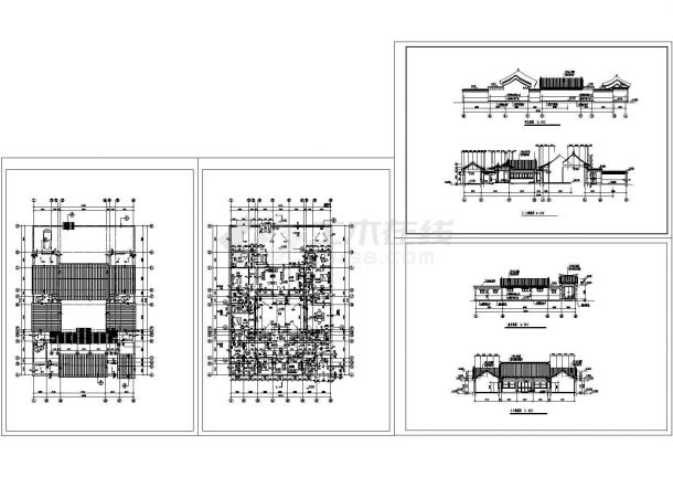 某单层中式古典风格四合院设计cad建筑方案图（甲级院设计）-图二