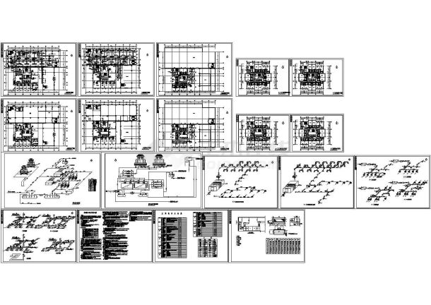 大型酒店空调通风系统设计施工图（含制冷机房），19张图纸。-图一