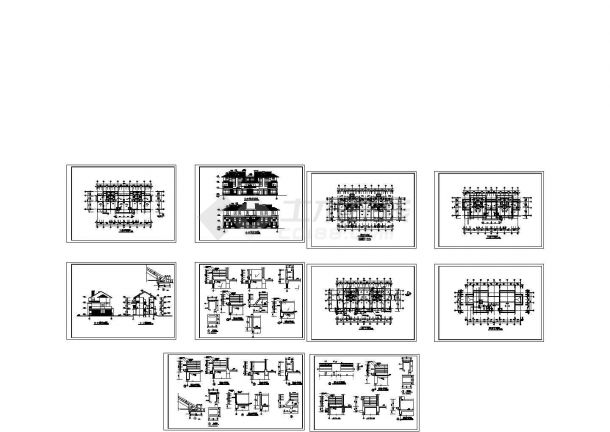 某地上三层砖混结构农村小型别墅设计cad全套建筑施工图（甲级院设计）-图二