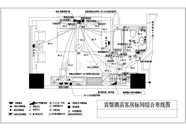 宾馆酒店客房标间综合布线图-图二