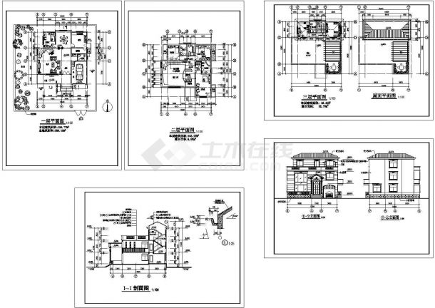 某三层框架结构中式风格乡村别墅设计cad建筑施工图（甲级院设计）-图二