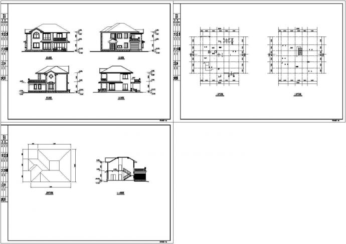 某地上二层框架结构简欧风格私人小别墅设计cad建筑方案图（甲级院设计）_图1