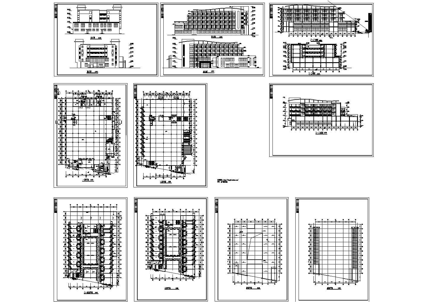 长53.4米 宽37.4米 5层中学餐厅宿舍综合楼建筑施工图