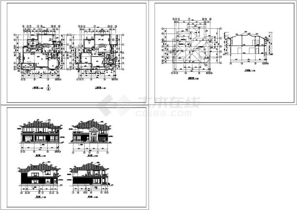 某二层砖混结构简欧风格乡村别墅设计cad建筑方案图（甲级院设计）-图一