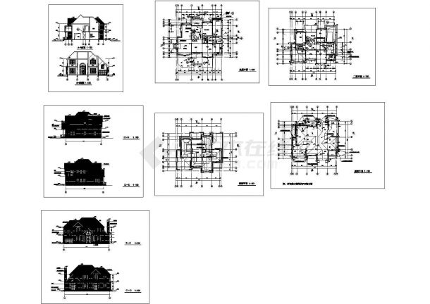 某二层带阁楼层砖混结构私人小别墅建筑设计cad全套施工图（甲级院设计）-图一