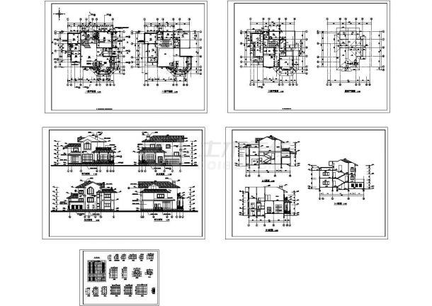 某三层砖混结构乡村私人别墅设计cad全套建施图纸（甲级院设计）-图一