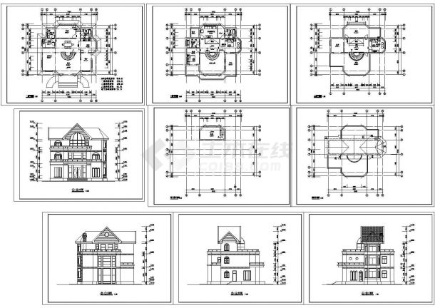 某三层带地下室框架结构私人别墅设计cad全套扩出图（标注详细）-图一