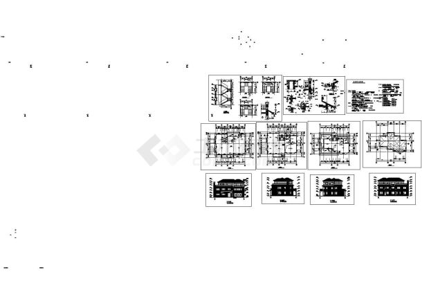 某三层砖混结构单体小别墅设计cad全套建施图纸（含设计说明）-图一