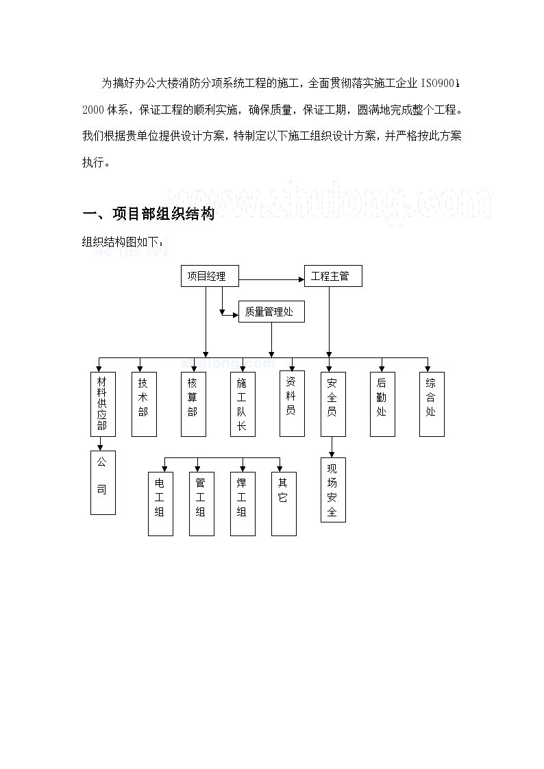 某写字楼消防施工组织