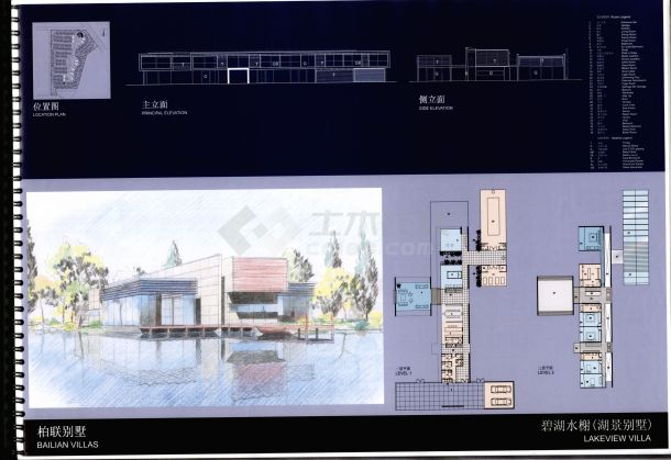 北京某高档别墅区休闲别墅建筑设计CAD施工图（6张）-图二