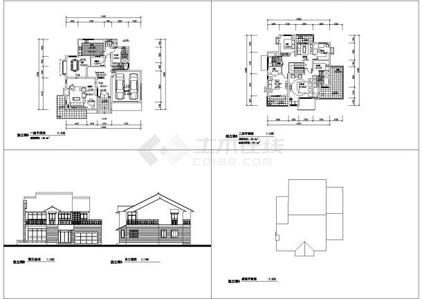 某二层框架结构独立式别墅设计cad建筑方案图（甲级院设计）-图一