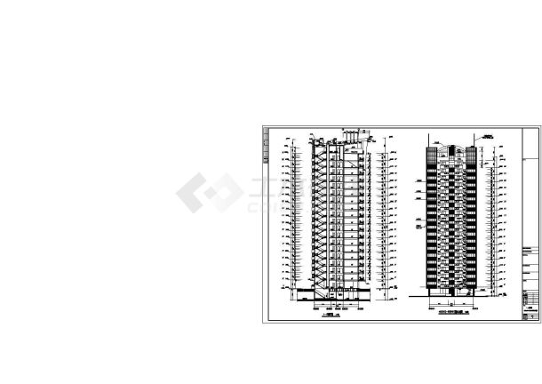 某十九层一梯二、底层架空、顶层复式住宅建筑施工图CAD-图二