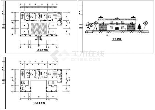 某二层框架结构乡村小别墅设计cad建筑方案图（标注详细）-图一