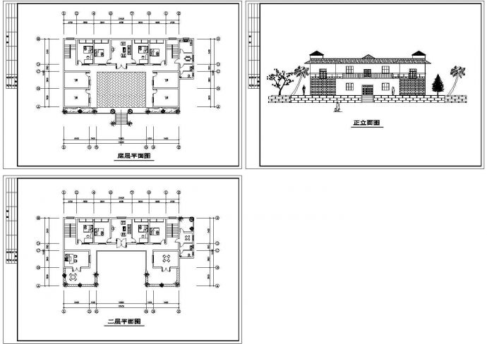 某二层框架结构乡村小别墅设计cad建筑方案图（标注详细）_图1