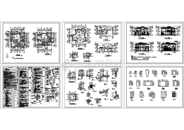 某多层砖混结构别墅（282.58㎡）设计cad全套建筑施工图（含设计说明）-图二