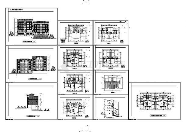 某四层框架结构新式别墅设计cad全套建筑施工图（标注详细）-图一