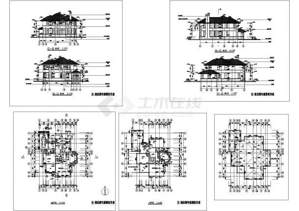 某二层框架结构简欧风格精致别墅设计cad建筑方案图（甲级院设计）-图二
