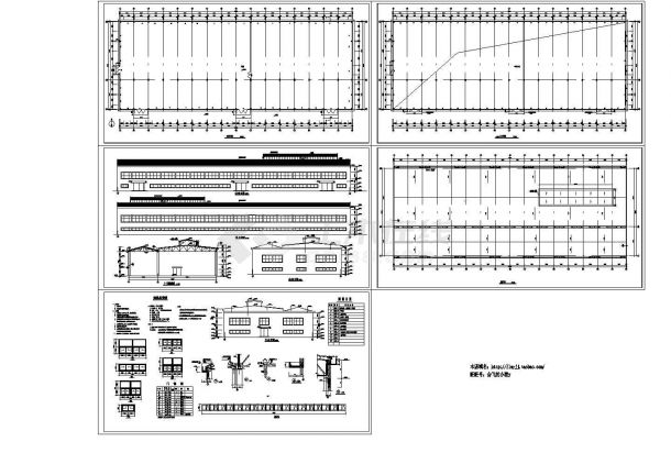 3497平米单层混凝土排架结构连跨厂房建筑设计CAD施工图-图一