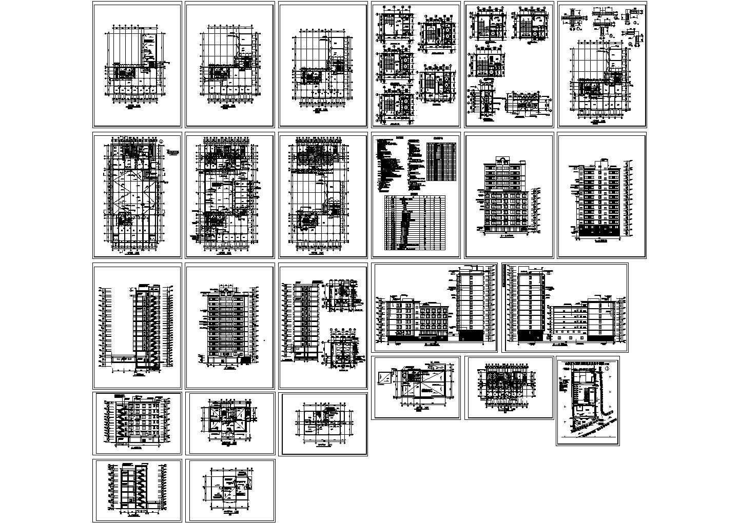 某地金沙江大酒楼全套建筑施工设计cad图（含屋顶平面图）
