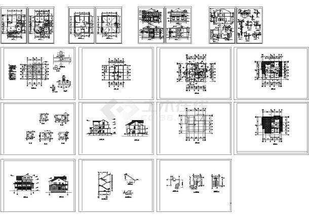 某二层带阁楼层框架结构新农村别墅设计cad全套建施图纸（含2套别墅设计）-图二