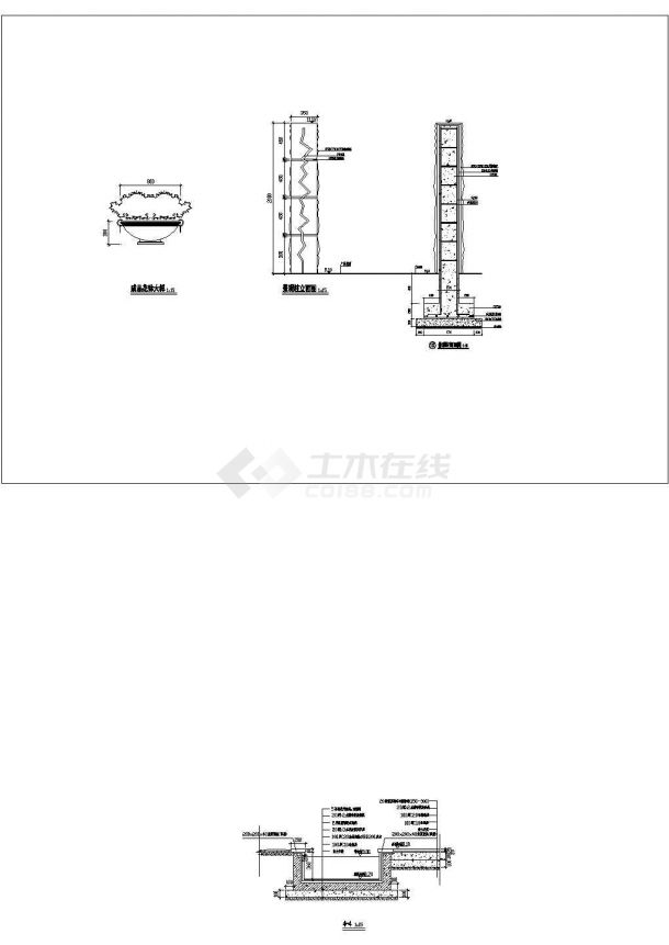 哈尔滨某居住区内部景观柱建筑设计CAD施工图-图一