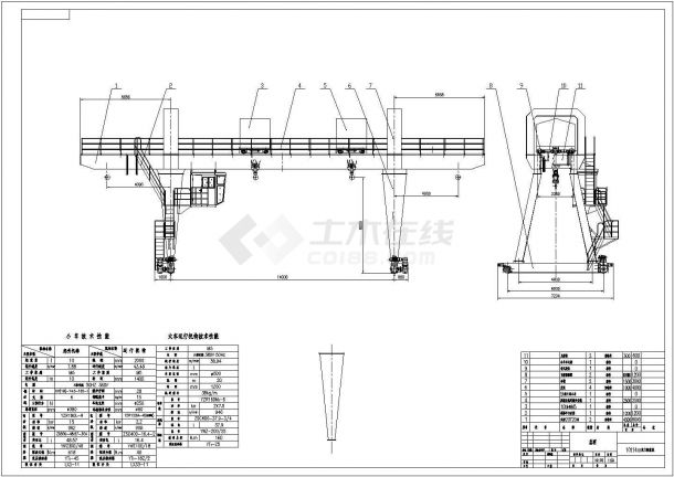 10吨龙门吊CAD设计图纸-图二