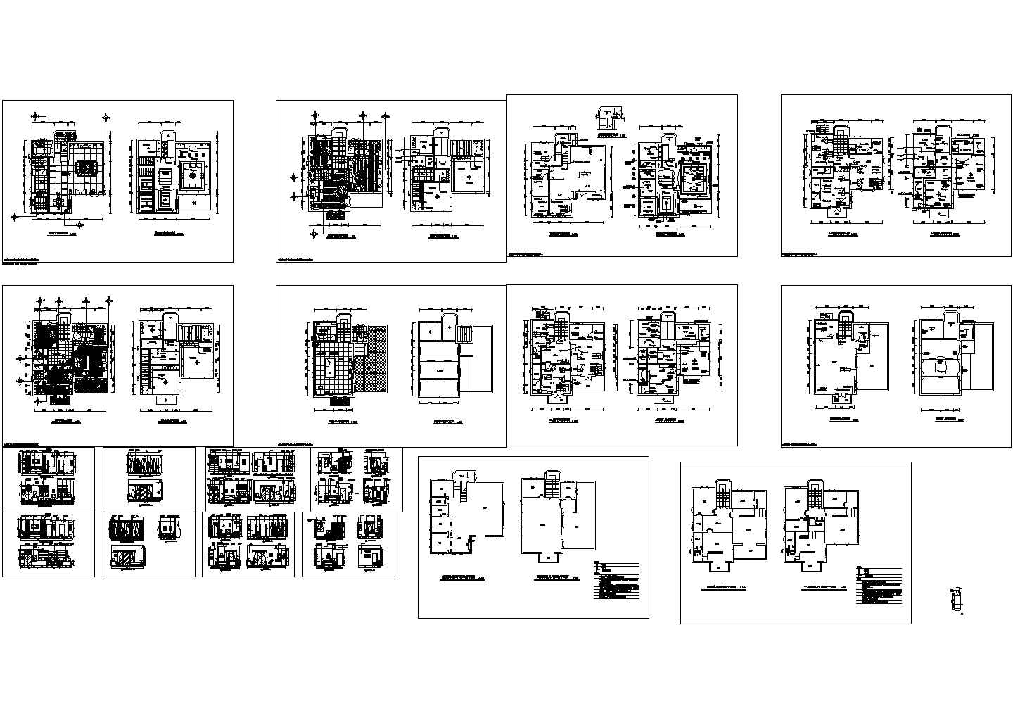 【江西】某经典别墅装修施工全套CAD方案图