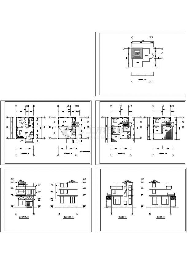 某三层带夹层实用新型别墅设计cad建筑方案图（标注详细）-图一