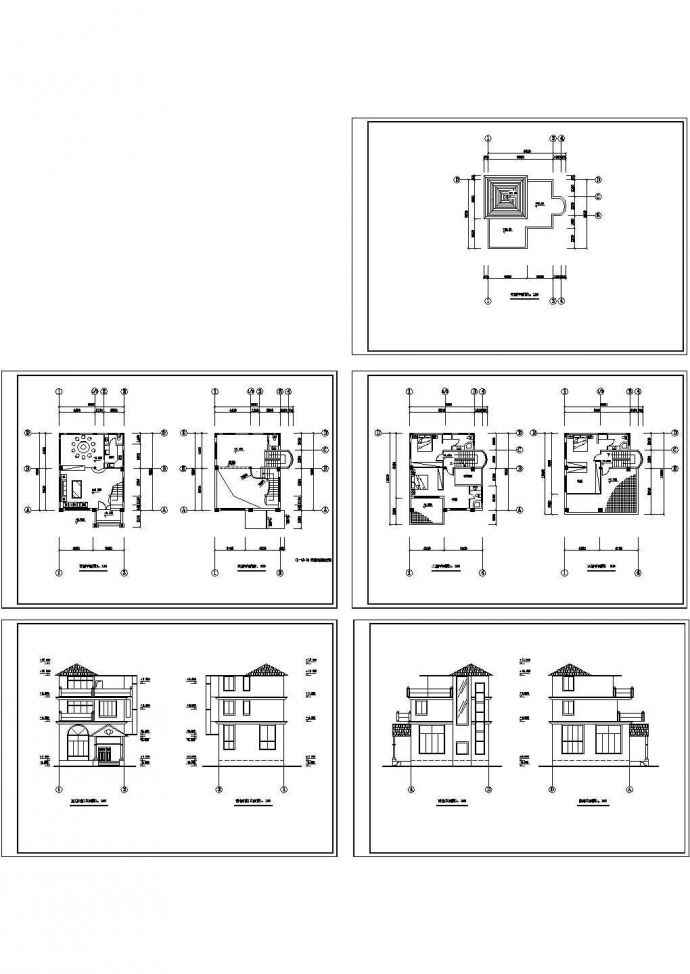 某三层带夹层实用新型别墅设计cad建筑方案图（标注详细）_图1