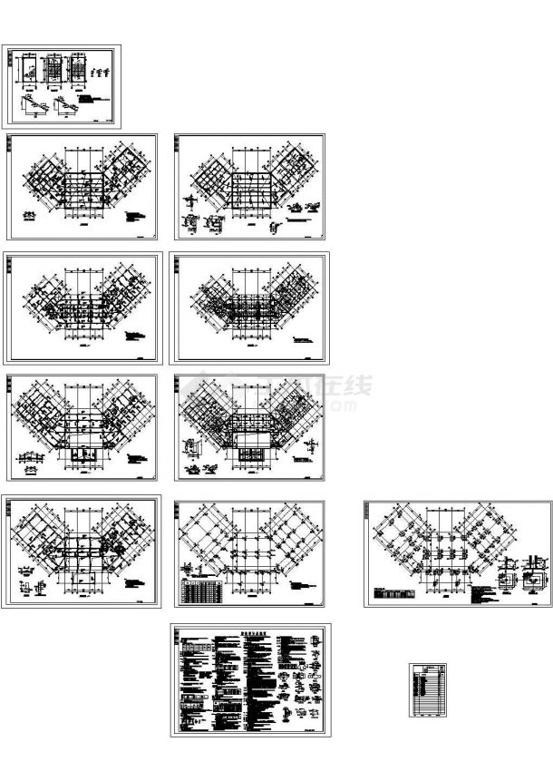 三层框架结构京都饭店结构cad施工图-图一