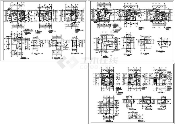 经典户型多层别墅设计cad建筑平面施工图（标注详细）-图二