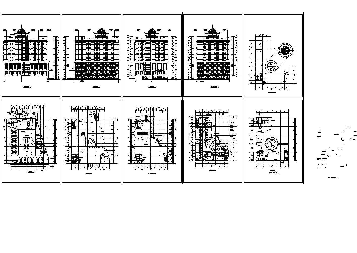 某多层酒店全套建筑施工设计方案cad图纸（含屋面层平面图）