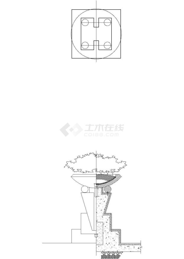 某酒店门口欧式风格艺术花坛设计CAD施工图-图一