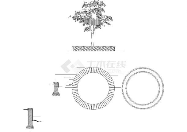简约型中式风格种树池建筑设计CAD施工图-图二