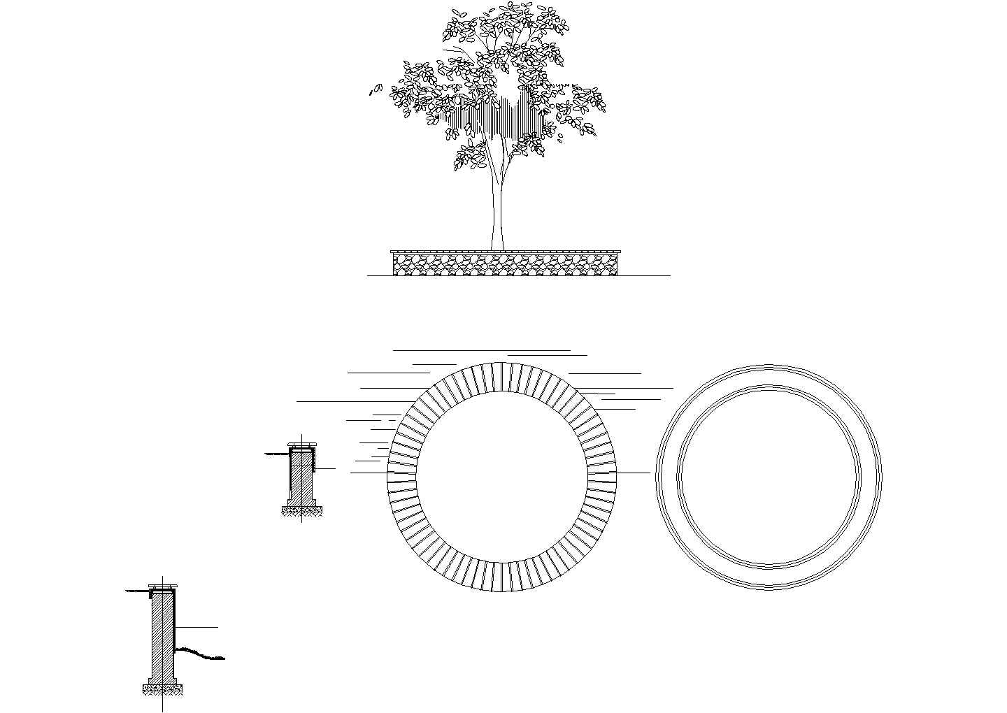简约型中式风格种树池建筑设计CAD施工图