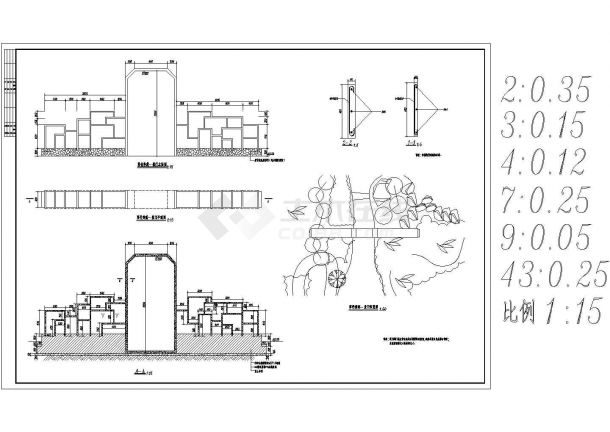 苏州某园林景区全套景门建筑设计CAD施工图（18张）-图一