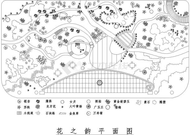广州某小区内部业主花园平面设计CAD施工图（含彩平图）-图一