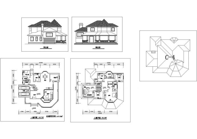 某二层砖混结构私家小型别墅设计cad建筑方案图（甲级院设计）_图1