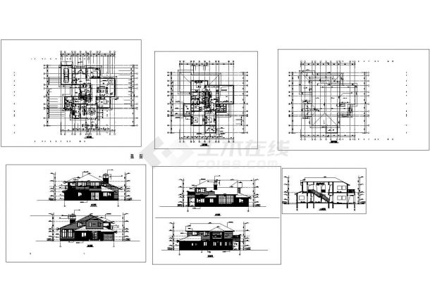 某二层框架结构坡屋顶私人别墅设计cad全套建筑施工图（甲级院设计）-图一