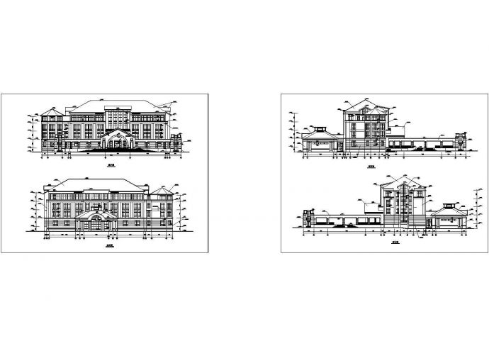 某四层框架结构学校教学楼立面设计方案图纸（cad，4张图纸）_图1
