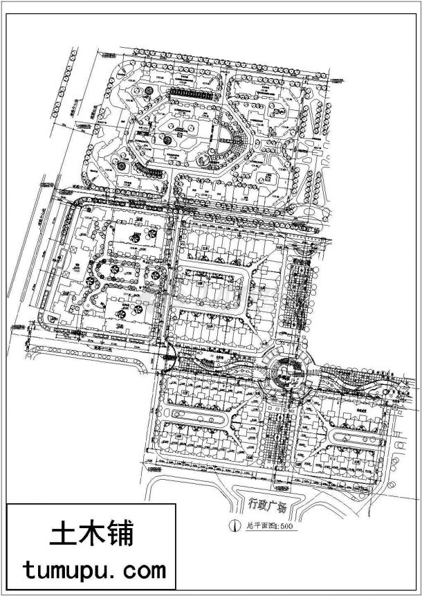 行政广场规划设计cad图(含总平面图)-图一