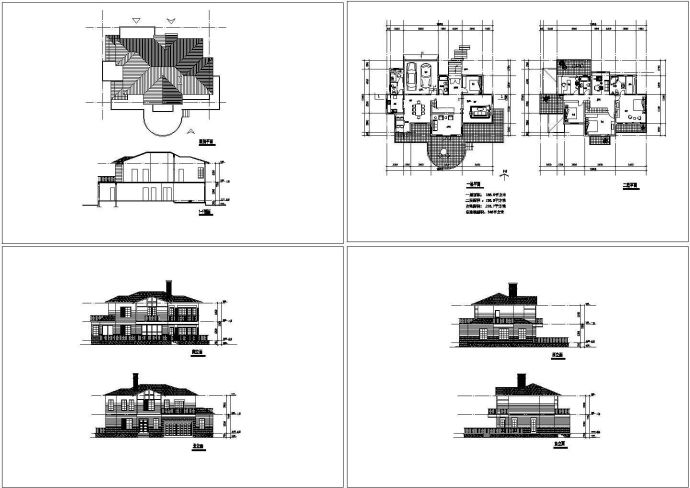 扬州橙色年代小区340平米2层高档别墅建筑设计CAD施工图_图1