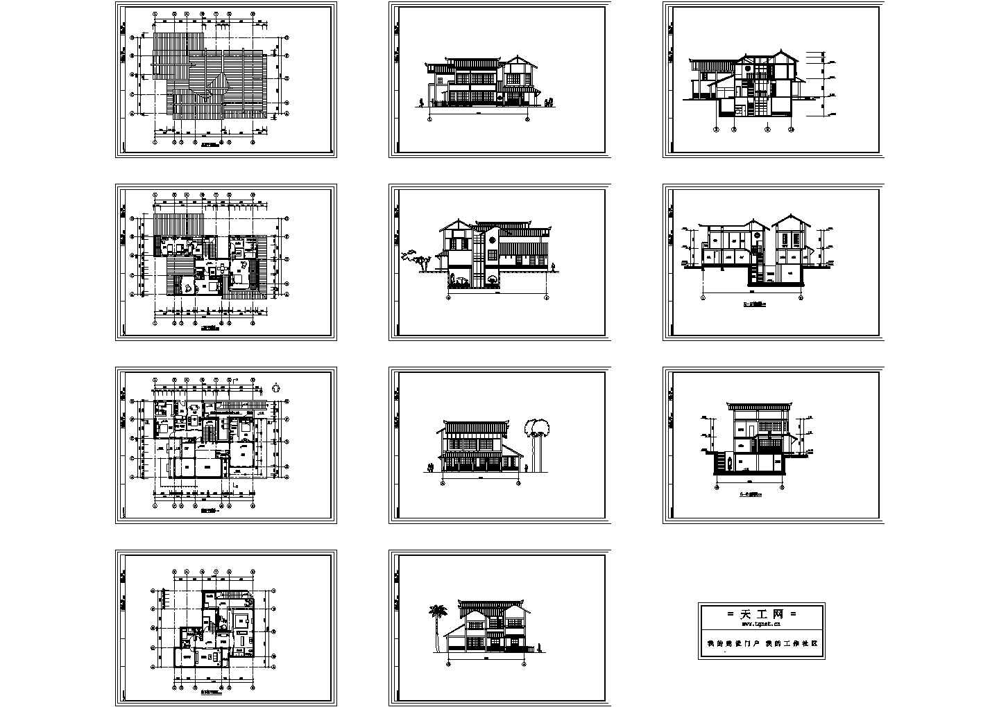B型日式别墅建筑施工图