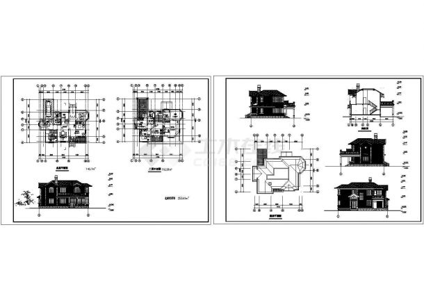 某二层砌体结构现代风格新农村私家住宅别墅设计cad全套建筑施工图（标注详细）-图二