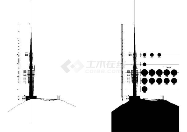 梧桐山电视塔建筑CAD参考图-图一