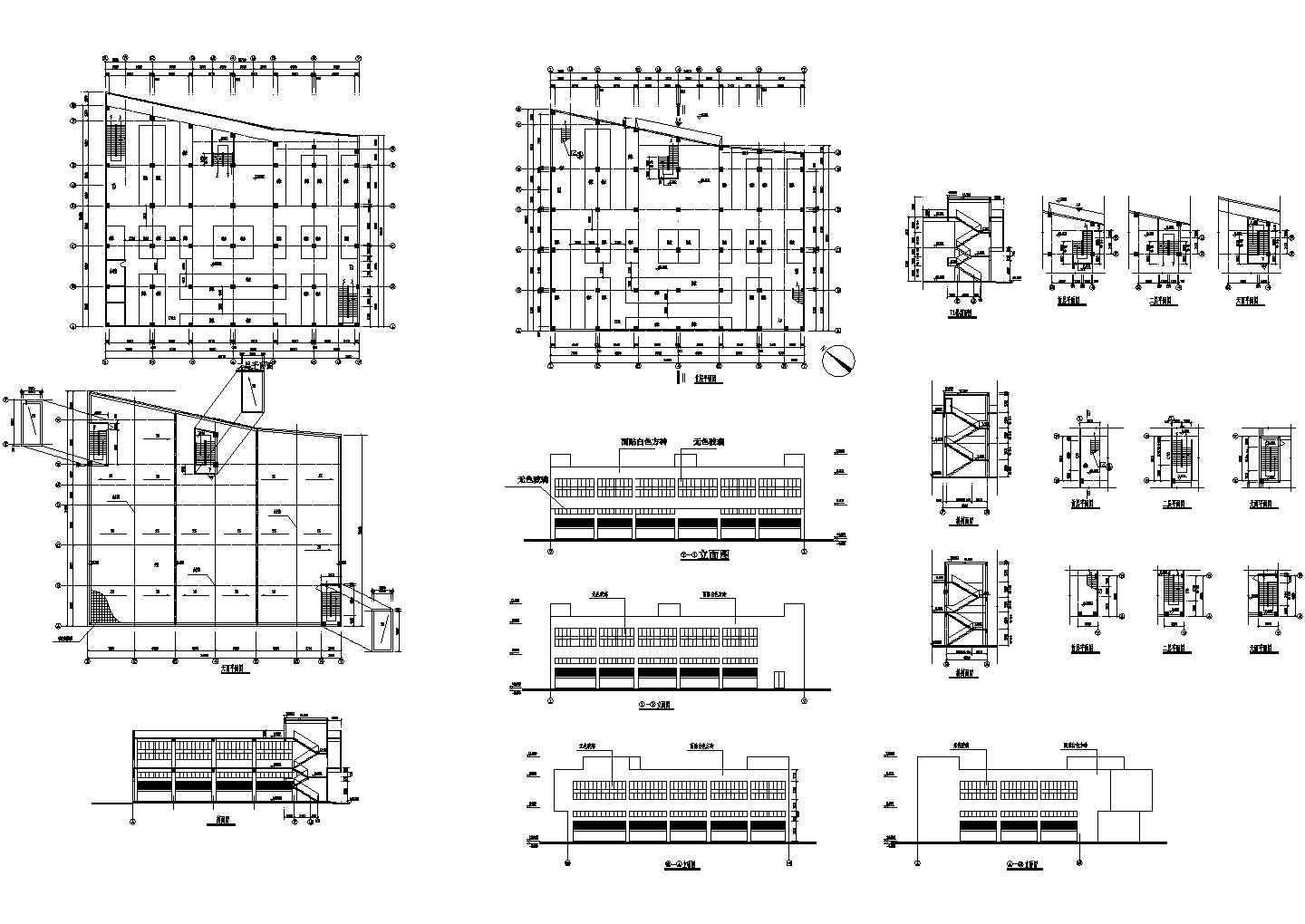 办公楼设计_某地市场工程办公楼全套建筑施工设计cad图（含梯剖面图）