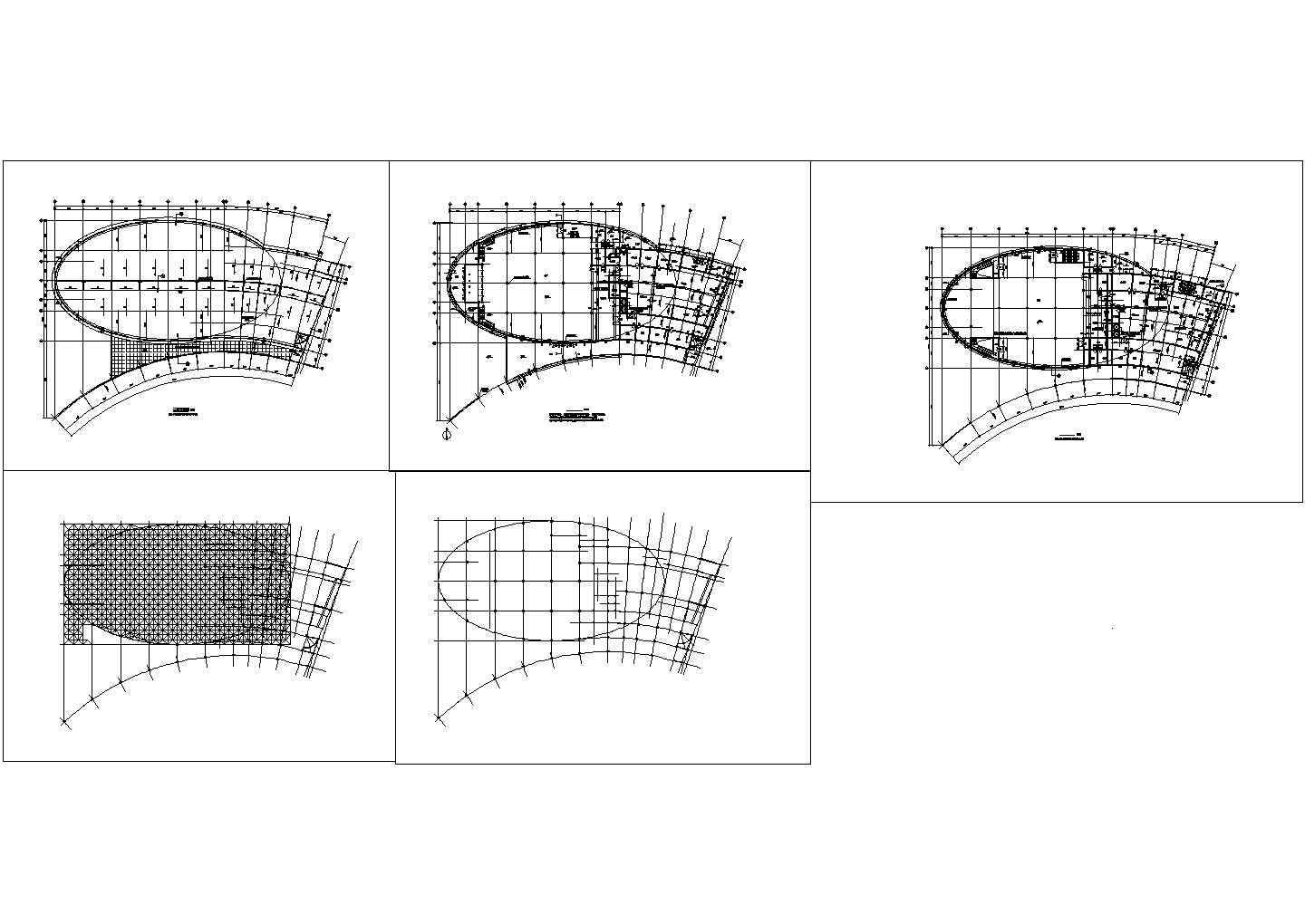 某地大学多层食堂全套建筑施工设计cad图纸（含网架平面图）