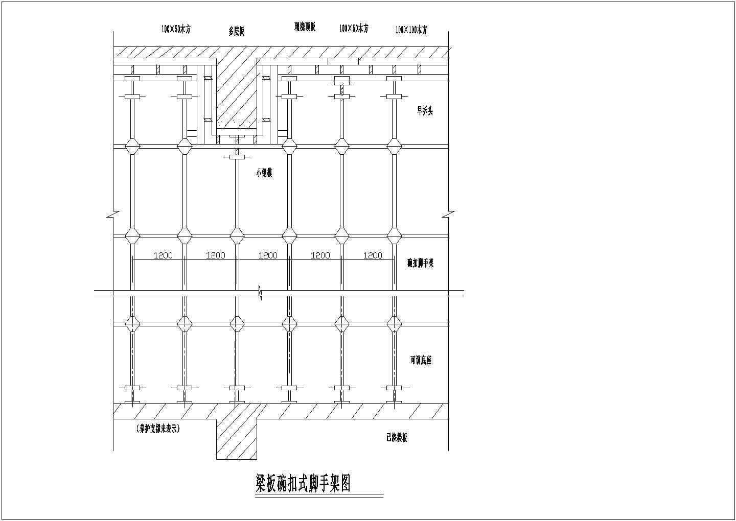 梁板碗扣式脚手架CAD平面图